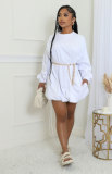 Solid Color Long Sleeve Loose Mini Dress XHXF-435