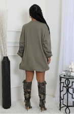 Solid Color Long Sleeve Loose Mini Dress XHXF-435