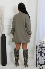 Solid Color Long Sleeve Loose Mini Dress XHXF-435