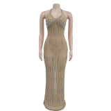 Lace Hot Drill Sleeveless Maxi Dress BY-7075