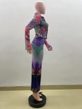 Double Mesh Printed Two Piece Skirts Set QOUY-M6027