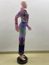 Double Mesh Printed Two Piece Skirts Set QOUY-M6027