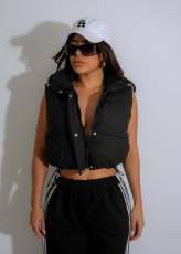 Solid Color Sleeveless Zipper Cotton Vest Coat ZSD-0710