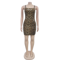 Sexy Sequin Sling Leopard Print Mini Dress GFYX-7078
