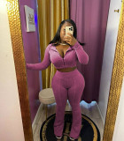 Fashion Zipper Long Sleeve Hooded 2 Piece Pants Set MEM-MZ88604