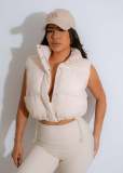 Solid Color Sleeveless Zipper Cotton Vest Coat ZSD-0710