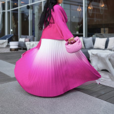 Pleated Irregular Gradient Long Skirts Suit GMLF-D3297