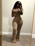 Fashion Hooded Long Sleeve Flare Pants 2 Piece Set CH-HR24063