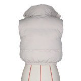 Solid Color Sleeveless Zipper Cotton Vest Coat ZSD-0710