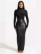Fashion Zipper Slim PU Leather Skirt QOUY-M6008