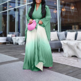 Pleated Irregular Gradient Long Skirts Suit GMLF-D3297