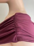 Slash Neck Pleated Slim Maxi Dress QOUY-M6030