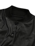 PU Leather Solid Color Zipper Two Piece Set AIL-AL291