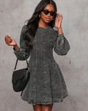 Fashion Patchwork Denim Midi Dress GYAN-750
