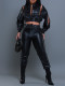 PU Leather Solid Color Zipper Two Piece Set AIL-AL291