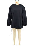 Solid Color Long Sleeve Loose Mini Dress XHXF-435