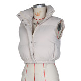 Solid Color Sleeveless Zipper Cotton Vest Coat ZSD-0710