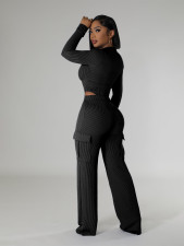 Solid Color Zipper Bodysuit And Pants 2 Piece Set CH-HR24062