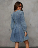 Fashion Patchwork Denim Midi Dress GYAN-750