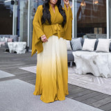 Pleated Irregular Gradient Long Skirts Suit GMLF-D3297