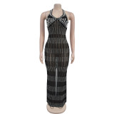 Lace Hot Drill Sleeveless Maxi Dress BY-7075