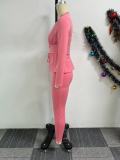 Solid Color V Neck Long Sleeve Two Piece Set NY-S10913