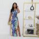 Print One Shoulder Split Maxi Dress QOUY-M6025