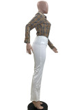 White High Waist Straight Pants QOUY-M6001