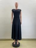 Solid Sleeveless Knits Long Skirt Suit QOUY-M6017