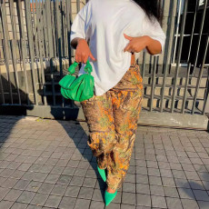 Casual Print Straight Pants QOUY-M6018