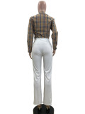 White High Waist Straight Pants QOUY-M6001