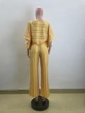 V Neck Print Loose Two Piece Pants Set QOUY-M6026