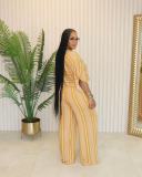 V Neck Print Loose Two Piece Pants Set QOUY-M6026