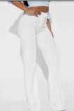White High Waist Straight Pants QOUY-M6001