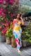 Sling V Neck Multicolor Print Ruffled Midi Dress QOUY-M6044