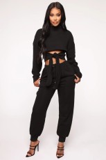 Solid Color Tie Up Two Piece Pants Set LSL-LS6321