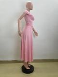 Solid Sleeveless Knits Long Skirt Suit QOUY-M6017