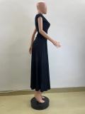 Solid Sleeveless Knits Long Skirt Suit QOUY-M6017