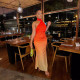 Neck-hang Slash-shoulder Gradient Backless Dress QOUY-M6028