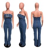 Sexy Wrap Chest Denim Slim Jumpsuit LX-6029