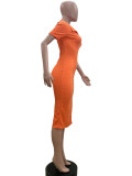 Solid Color Lapel Neck Split Midi Dress QOUY-6031