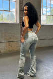 Casual Washed Zipper Jeans LX-6031