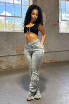 Casual Washed Zipper Jeans LX-6031