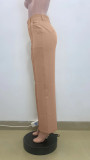 Casual Loose Solid Color Straight Pants QOUY-6046