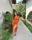 Solid Color Lapel Neck Split Midi Dress QOUY-6031