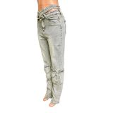 Casual Washed Zipper Jeans LX-6031