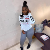 Letter Print Long Sleeve T Shirt HMS-6402
