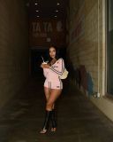 Print Long Sleeve V Neck Shorts Suit YUEM-220250