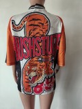 Vintage Casual Short Sleeve Print Tops YUEM-Y220234