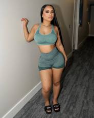 Pre Order: About 7 work days shipping Casual Yoga Sports Vest Two Piece Shorts Set YUEM-220244